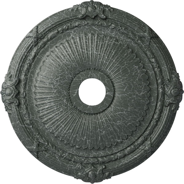 Ekena Millwork Heaton Medallion (Canopies up to 6 1/2"), 27 1/2"OD x 3 7/8"ID x 2 1/4"P, Athenian Green Crackle CM27HEAGC - main